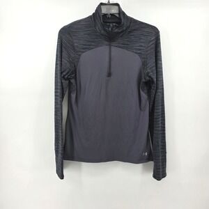 Under Armour ColdGear Mens XL Gray Space Dye 1/4 Zip Pullover Thumbholes Fitted